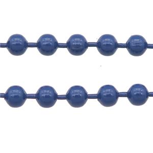 stainless Iron Ball Chain with fire navyblue lacquer, approx 3.2mm