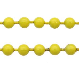 stainless Iron Ball Chain with fire yellow lacquer, approx 3.2mm