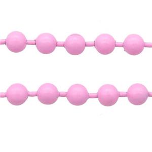 stainless Iron Ball Chain with fire lt.pink lacquer, approx 3.2mm