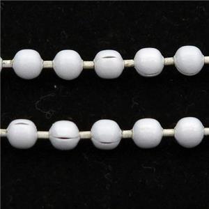 stainless Iron Ball Chain with fire white lacquered, approx 2.4mm