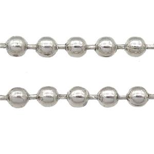stainless Iron Ball Chain, platinum plated, approx 2.4mm
