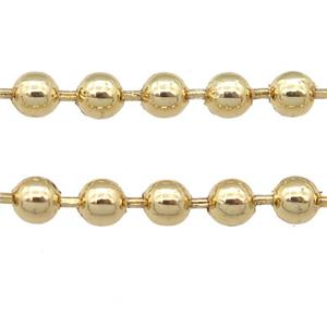 stainless Iron Ball Chain, gold plated, approx 3.2mm