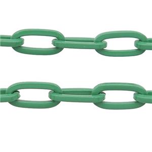 Alloy Paperclip Chain with fire green lacquered, approx 6-12mm