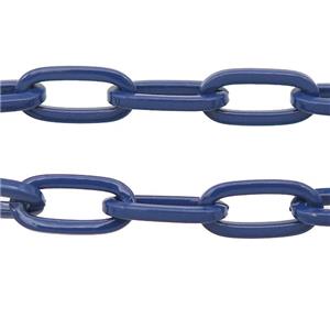 Alloy Paperclip Chain with fire navyblue lacquered, approx 6-12mm