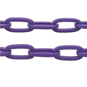 Alloy Paperclip Chain with fire purple lacquered, approx 6-12mm