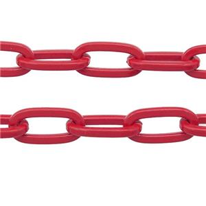 Alloy Paperclip Chain with fire red lacquered, approx 6-12mm