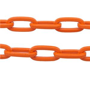 Alloy Paperclip Chain with fire orange lacquered, approx 6-12mm