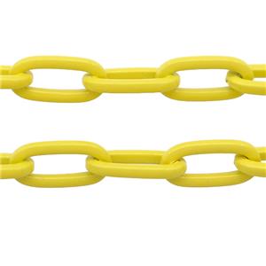 Alloy Paperclip Chain with fire yellow lacquered, approx 6-12mm