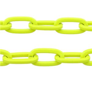 Alloy Paperclip Chain with fire nenoYellow lacquered, approx 6-12mm