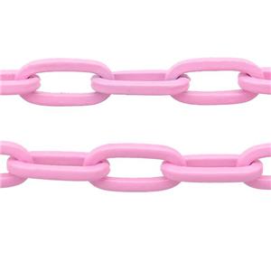 Alloy Paperclip Chain with fire lt.pink lacquered, approx 6-12mm