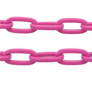 Alloy Paperclip Chain with fire hotpink lacquered, approx 6-12mm