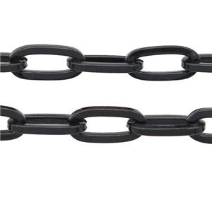 Alloy Paperclip Chain with fire black lacquered, approx 6-12mm