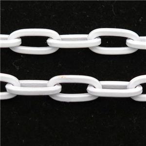Alloy Paperclip Chain with fire white lacquered, approx 6-12mm