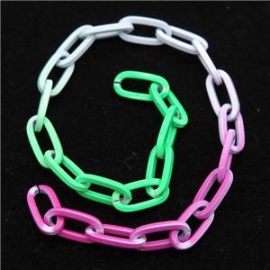 Alloy Paperclip Chain with fire lacquered, multicolor, approx 6-12mm