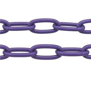 Alloy Paperclip Chain with fire purple lacquered, approx 8-17mm