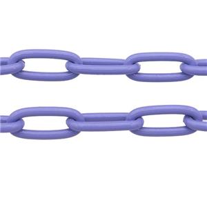Alloy Paperclip Chain with fire lavender lacquered, approx 8-17mm