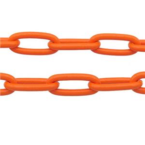Alloy Paperclip Chain with fire orange lacquered, approx 8-17mm