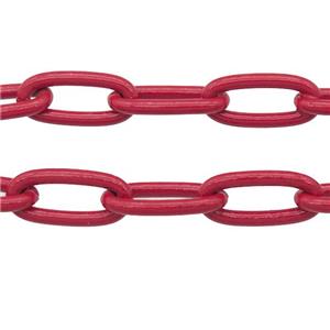 Alloy Paperclip Chain with fire red lacquered, approx 8-17mm