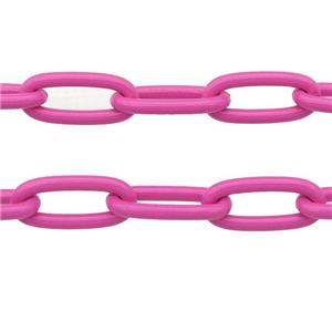 Alloy Paperclip Chain with fire hotpink lacquered, approx 8-17mm