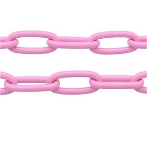 Alloy Paperclip Chain with fire lt.pink lacquered, approx 8-17mm