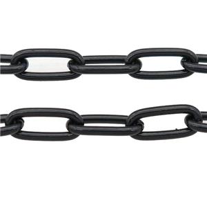 Alloy Paperclip Chain with fire black lacquered, approx 8-17mm