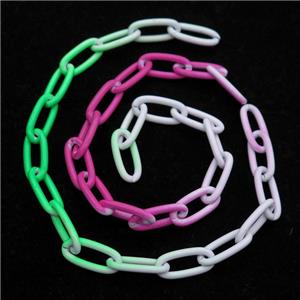 Alloy Paperclip Chain with fire lacquered, multicolor, approx 8-17mm