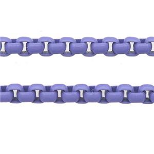 stainless Iron Box Chain with fire lavender lacquered, approx 4mm