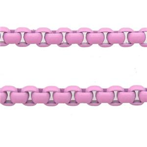 stainless Iron Box Chain with fire lt.pink lacquered, approx 4mm