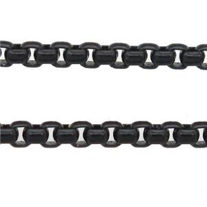 stainless Iron Box Chain with fire black lacquered, approx 3mm