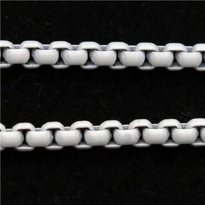 stainless Iron Box Chain with fire white lacquered, approx 3mm