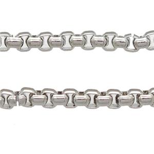 stainless Iron Box Chain, platinum plated, approx 3mm