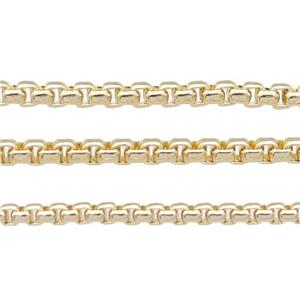 Copper Box Chain, gold plated, approx 2.5mm