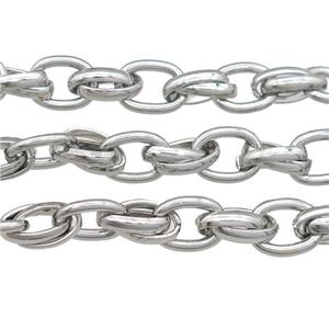 Iron chain, platinum plated, approx 10-15mm, 12-16mm