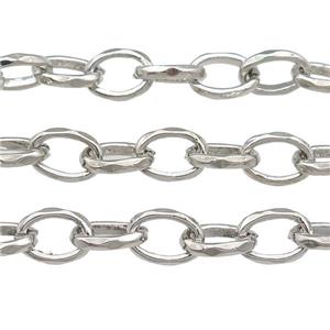 Iron chain, platinum plated, approx 8-11mm