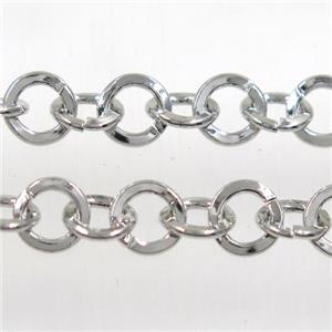 iron rolo chain, platinum plated, approx 8mm dia