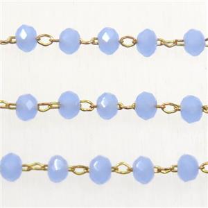 copper chain with lavender rondelle Chinese Crystal Glass beads, approx 2x3mm bead