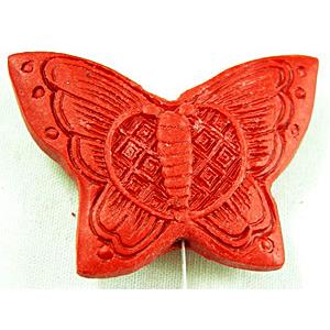 Cinnabar (imitation) Butterfly, vermeil, 38x25mm