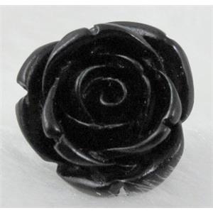 Compositive coral rose, Finger ring, black, 24mm dia, ring:17mm