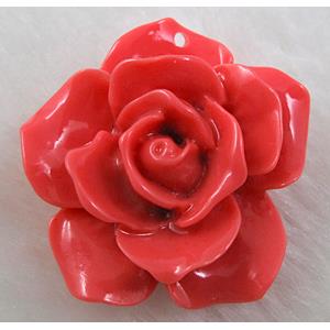 Compositive coral rose pendant, 36mm dia