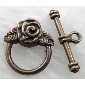 Tibetan Silver toggle clasps, Antique Bronze, 12x20mm, stick:23mm length