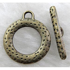 Tibetan Silver toggle clasps, Antique Bronze, 16mm dia, stick:20mm length