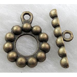 Antique Bronze Tibetan Silver toggle clasps, 14mm dia,stick:20mm length