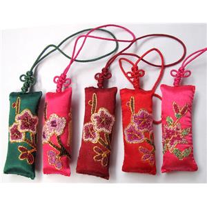 handmade Embroidery silk jewelry, 23x55mm, 11cm length