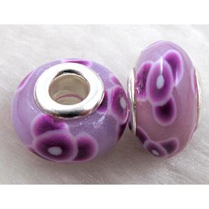 Fimo Polymer Clay Beads, 15-16mm dia, 9-10mm thick, hole:5.5mm
