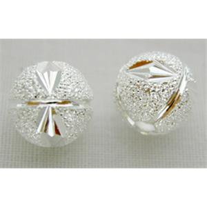 Silver Plated Carved Round Ball Beads, copper, 8mm diameter