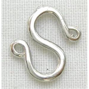 S-shaped connector, copper, platinum plated, 10x8.5mm