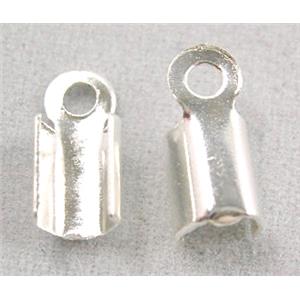 cord end fastener, silver plated, iron, 4x9.5mm