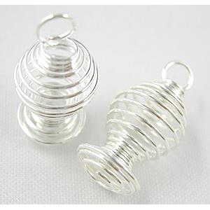 Silver Plated Spiral Jewelry Spring Pendant, iron, 10.5mm dia,20mm high