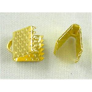 cord end fastener, pinch bail, gold plated, 6x6mm