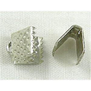 cord end fastener, platinum plated, 6x6mm